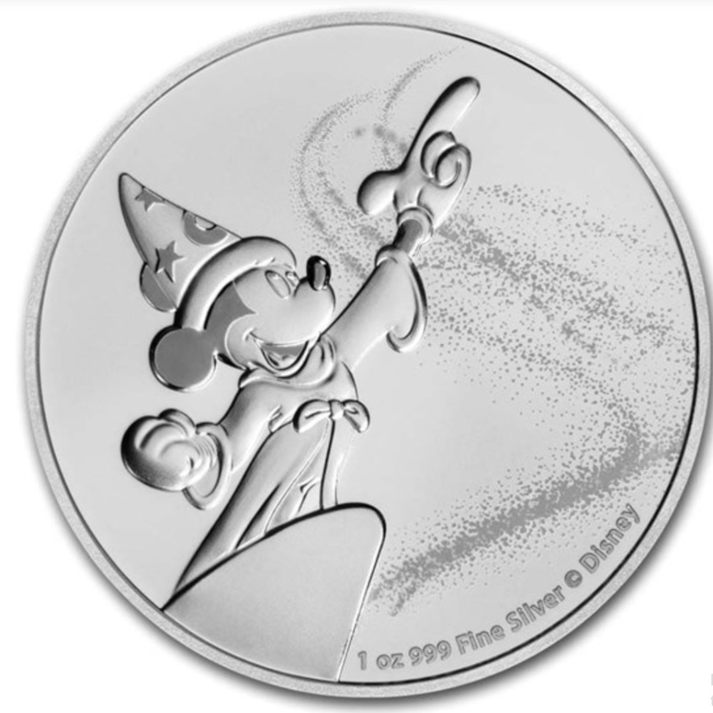 Disney Mickey Mouse Fantasia Silver 1oz Coin NWT!